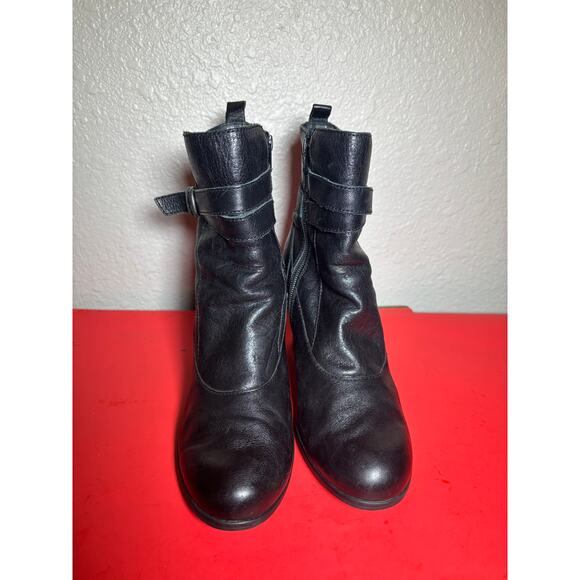 Born Crown Chyler Harnes Black Leather Heed Ankle Booties Size 9 - Picture 3 of 12